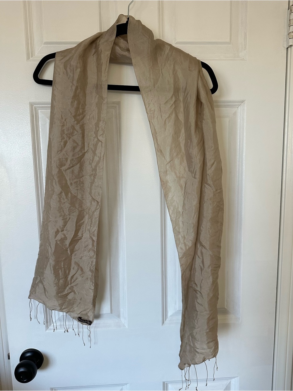 Artisans Angkor Beige Silk Fringe Scarf